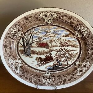 Vintage Brown and White Decorative Platter